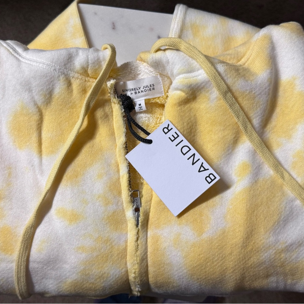 Bandier Yellow and White Tie-Dye Hoodie